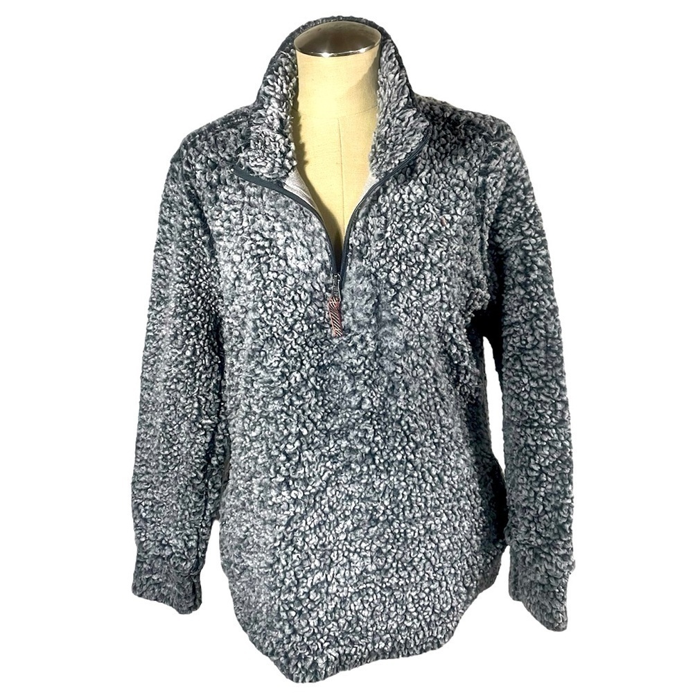 Weatherproof Gray Cozy Plush 1/4 Zip Pullover Sweater Jacket Women Size Large
